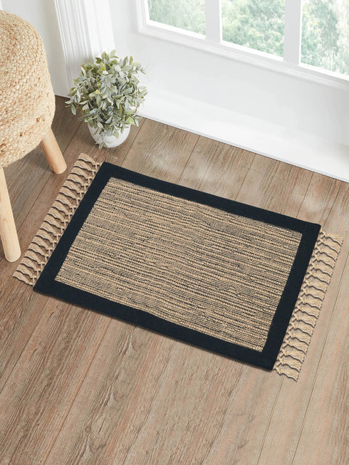 BURWAN - Cotton Jute Woven Strong Anti-Slip Mat with fringe
