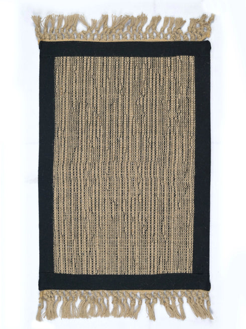 BURWAN - Cotton Jute Woven Strong Anti-Slip Mat with fringe
