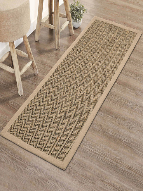 Chevron Jute & Cotton Woven Anti-Slip Strong Border Door Mat