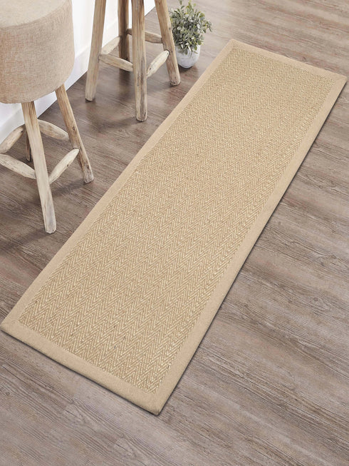 Chevron Jute & Cotton Woven Anti-Slip Strong Border Runner
