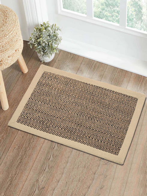Chevron Jute & Cotton Woven Anti-Slip Strong Border Door Mat