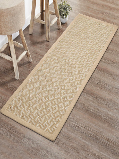 Diamond Jute & Cotton Woven Anti-Slip Strong Border Runner