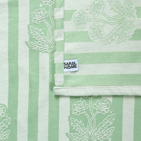 SOMA Cotton Rich Bedsheet | Floral & Stripe Woven Bed Sheet | 180 TC (Weight= 400 TC) | Soft & Comfortable Bedsheet for Bedroom