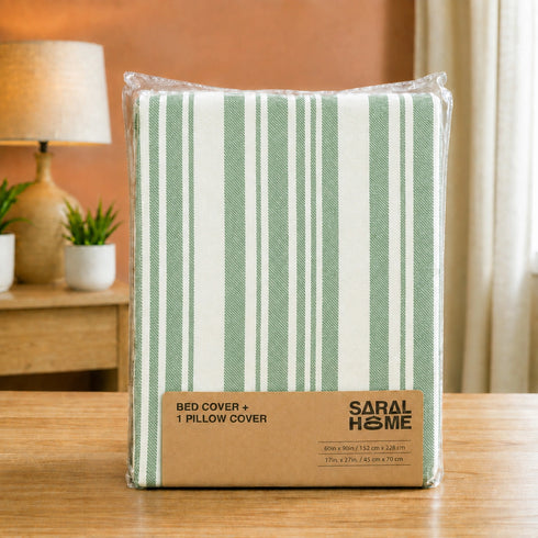 LA Strie Cotton Microfiber Bedsheet | 180 TC (Equivalent to 400 TC) | Woven, Colorfast & Quick Dry | Machine Washable