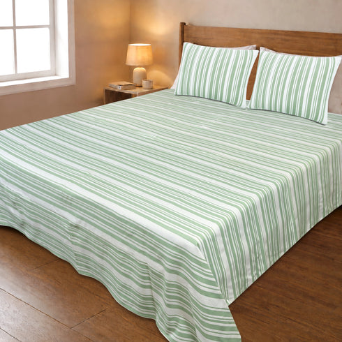 LA Strie Cotton Microfiber Bedsheet | 180 TC (Equivalent to 400 TC) | Woven, Colorfast & Quick Dry | Machine Washable