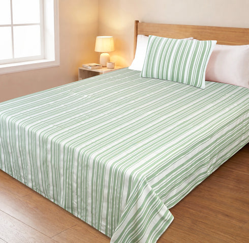 LA Strie Cotton Microfiber Bedsheet | 180 TC (Equivalent to 400 TC) | Woven, Colorfast & Quick Dry | Machine Washable