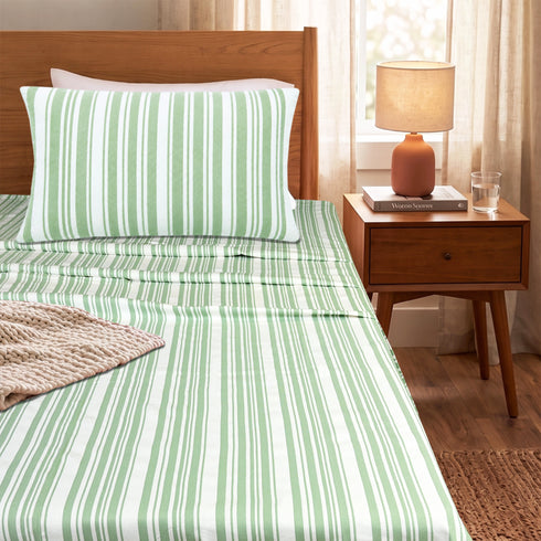 LA Strie Cotton Microfiber Bedsheet | 180 TC (Equivalent to 400 TC) | Woven, Colorfast & Quick Dry | Machine Washable