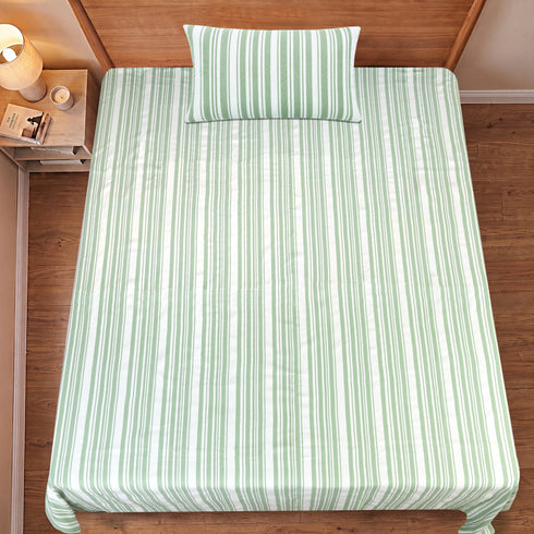 LA Strie Cotton Microfiber Bedsheet | 180 TC (Equivalent to 400 TC) | Woven, Colorfast & Quick Dry | Machine Washable