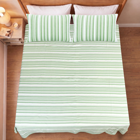 LA Strie Cotton Microfiber Bedsheet | 180 TC (Equivalent to 400 TC) | Woven, Colorfast & Quick Dry | Machine Washable