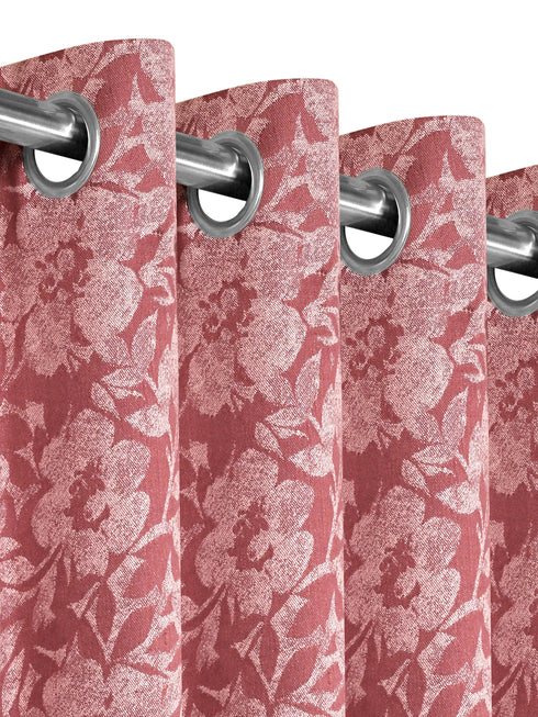 Beige floral blackout curtains