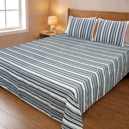 LA Strie Cotton Microfiber Bedsheet | 180 TC (Equivalent to 400 TC) | Woven, Colorfast & Quick Dry | Machine Washable