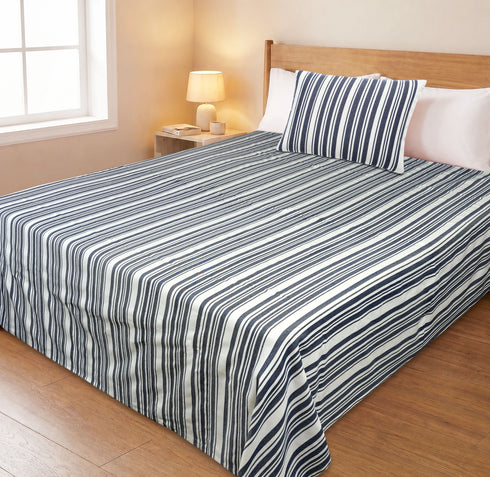 LA Strie Cotton Microfiber Bedsheet | 180 TC (Equivalent to 400 TC) | Woven, Colorfast & Quick Dry | Machine Washable