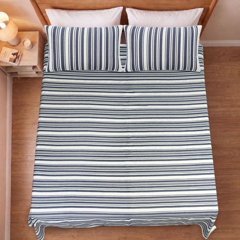 LA Strie Cotton Microfiber Bedsheet | 180 TC (Equivalent to 400 TC) | Woven, Colorfast & Quick Dry | Machine Washable