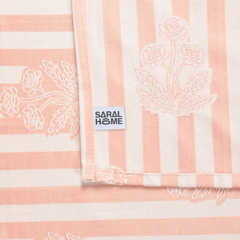 SOMA Cotton Rich Bedsheet | Floral & Stripe Woven Bed Sheet | 180 TC (Weight= 400 TC) | Soft & Comfortable Bedsheet for Bedroom