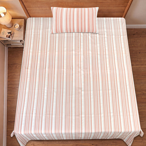 LA Strie Cotton Microfiber Bedsheet | 180 TC (Equivalent to 400 TC) | Woven, Colorfast & Quick Dry | Machine Washable