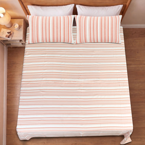 LA Strie Cotton Microfiber Bedsheet | 180 TC (Equivalent to 400 TC) | Woven, Colorfast & Quick Dry | Machine Washable