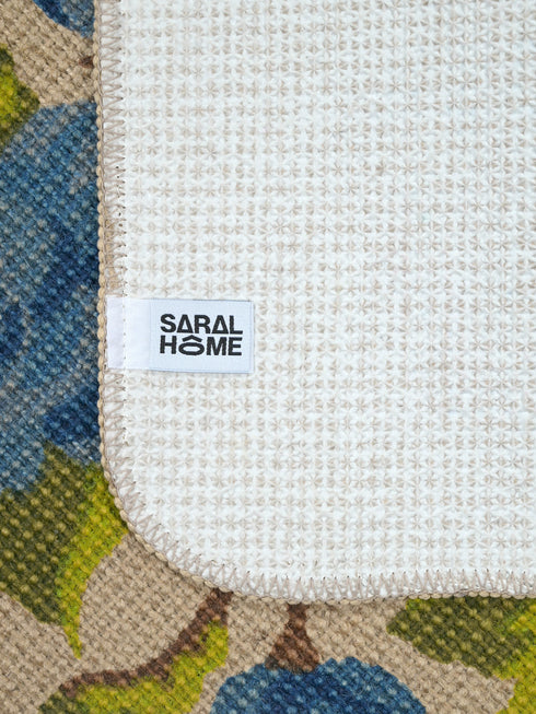 Microfiber Bath Mat & Jute Door Mat Combo Pack of 2Pc | Anti-Skid | Quick Drying | Soft Water Absorbent | Diamond & Floral Pattern