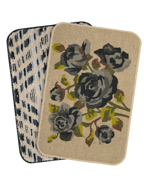 Microfiber Bath Mat & Jute Door Mat Combo Pack of 2Pc | Anti-Skid | Quick Drying | Soft Water Absorbent | Diamond & Floral Pattern
