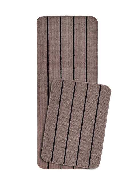 Multiuse Polyester Door Mat & Runner Floor Mat Combo Pack of 2 | Anti-Skid | Quick Drying | Soft Water Absorbent | Modern Design