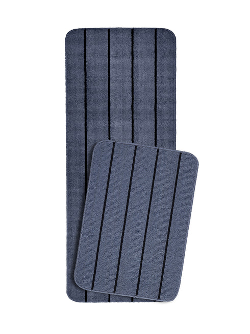 Multiuse Polyester Door Mat & Runner Floor Mat Combo Pack of 2 | Anti-Skid | Quick Drying | Soft Water Absorbent | Modern Design