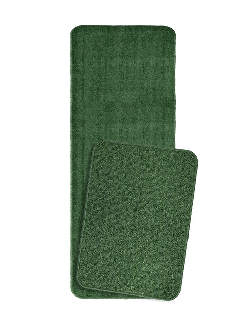 Multiuse Polyester Door Mat & Runner Floor Mat Combo Pack of 2 | Anti-Skid | Quick Drying | Soft Water Absorbent | Modern Design