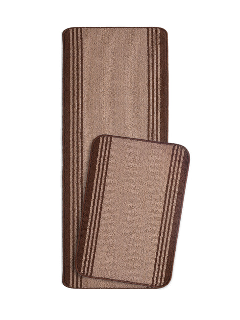 Multiuse Polyester Door Mat & Runner Floor Mat Combo Pack of 2 | Anti-Skid | Quick Drying | Soft Water Absorbent | Modern Design