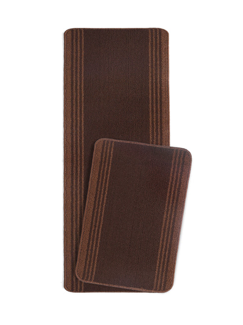 Multiuse Polyester Door Mat & Runner Floor Mat Combo Pack of 2 | Anti-Skid | Quick Drying | Soft Water Absorbent | Modern Design