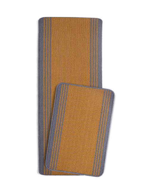 Multiuse Polyester Door Mat & Runner Floor Mat Combo Pack of 2 | Anti-Skid | Quick Drying | Soft Water Absorbent | Modern Design