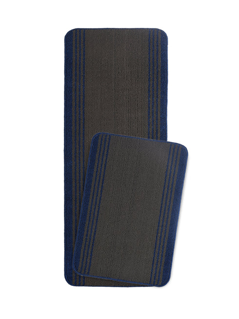 Multiuse Polyester Door Mat & Runner Floor Mat Combo Pack of 2 | Anti-Skid | Quick Drying | Soft Water Absorbent | Modern Design