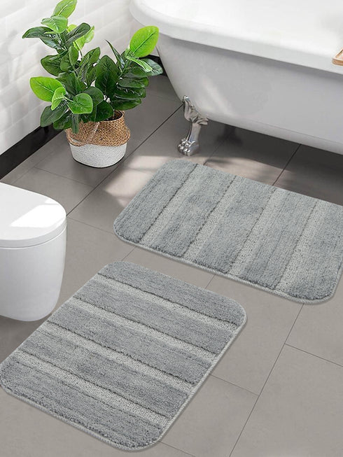 SOS-1019 High Low Loop Soft Microfiber Anti-Slip Set of 2 Bathmat