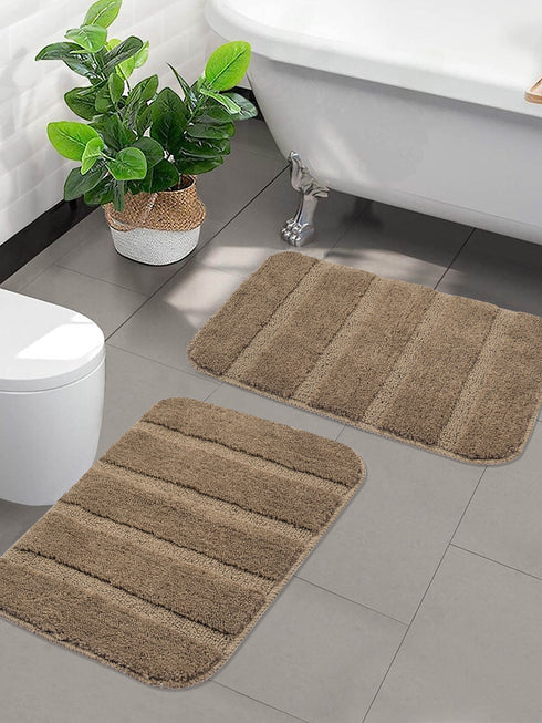 SOS-1019 High Low Loop Soft Microfiber Anti-Slip Set of 2 Bathmat