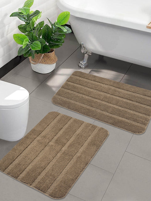 SOS-1019 High Low Loop Soft Microfiber Anti-Slip Set of 2 Bathmat