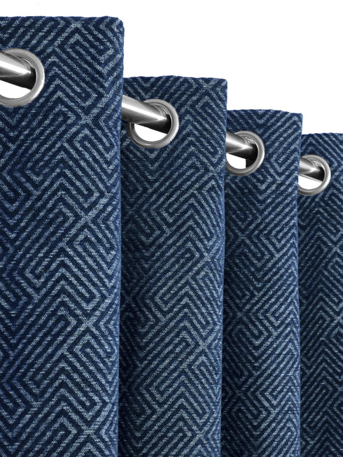 Navy long door blackout curtains