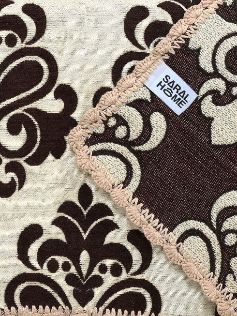 Medallion Polyester Cotton Sofa Throw Cover | Floral Emboss Design – Set 1