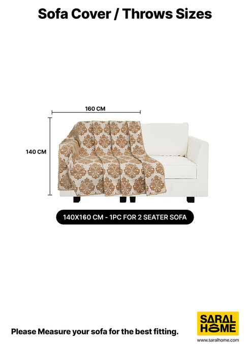 Medallion Polyester Cotton Sofa Throw Cover | Floral Emboss Design – Set 1