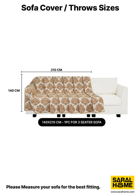 Medallion Polyester Cotton Sofa Throw Cover | Floral Emboss Design – Set 1