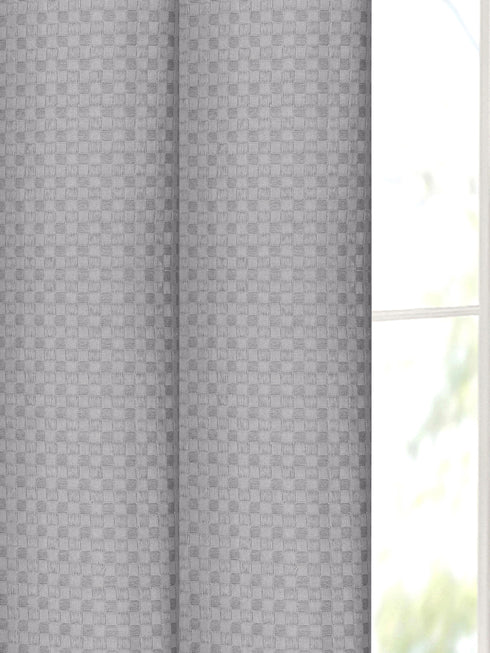 Brown Checkered blackout curtains