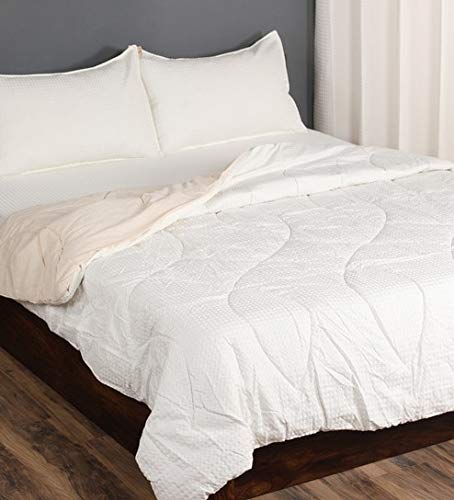 Waffle Cotton Striped Queen Size Quilt | Single Piece, Soft Bedding Comforter