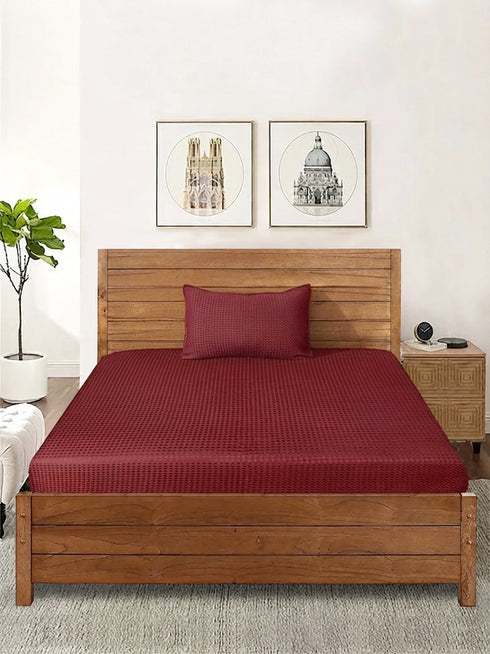 Waffle Weave Cotton Bed Cover with Pillow Covers