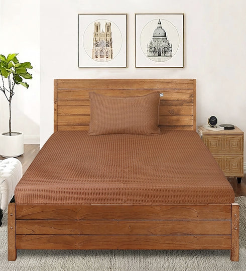 Waffle Weave Cotton Bed Cover with Pillow Covers