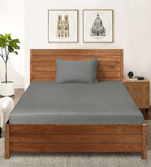 Waffle Weave Cotton Bed Cover with Pillow Covers