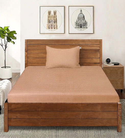 Waffle Weave Cotton Bed Cover with Pillow Covers