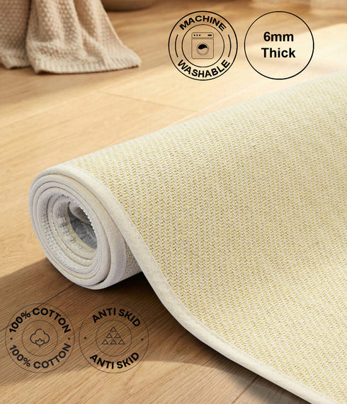 Plain Solid Cotton Anti-Slip Yoga Mat | Polyester Backing | Cushion Comfort
