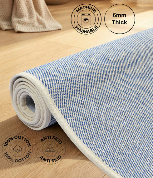 Plain Solid Cotton Anti-Slip Yoga Mat | Polyester Backing | Cushion Comfort