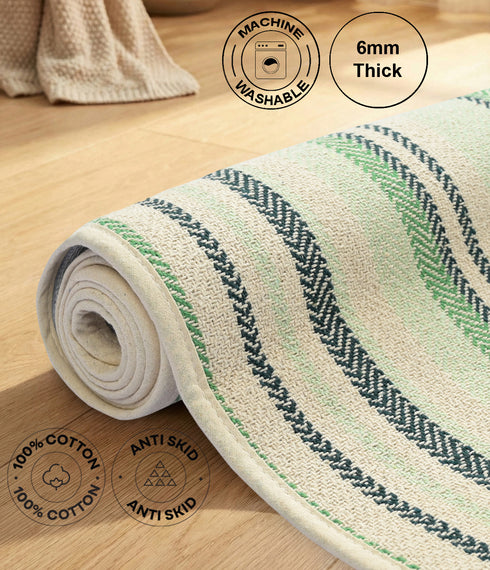 Stripe Cotton Yoga Mat – Breathable & Sweat-Resistant