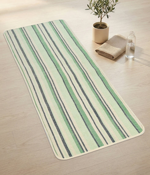 Stripe Cotton Yoga Mat – Breathable & Sweat-Resistant