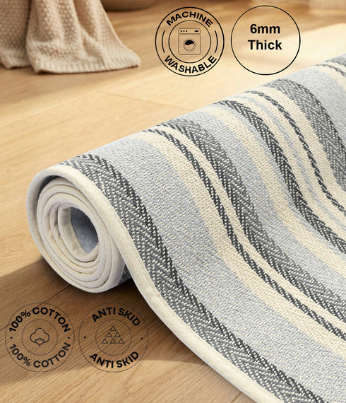 Stripe Cotton Yoga Mat – Breathable & Sweat-Resistant