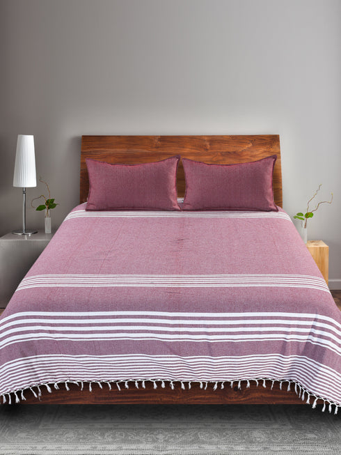 Striped blue bedsheet
