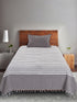 Even Stripe Handwoven Cotton Bed Cover Set – Subtle Line Detailing | Minimal Look