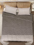 GIFT BOX | CHEVRON Beige Cotton Bedsheet-Cover | Matching Beige Reversible Quilt/Comforter | Combo Set For Gift & Daily Use